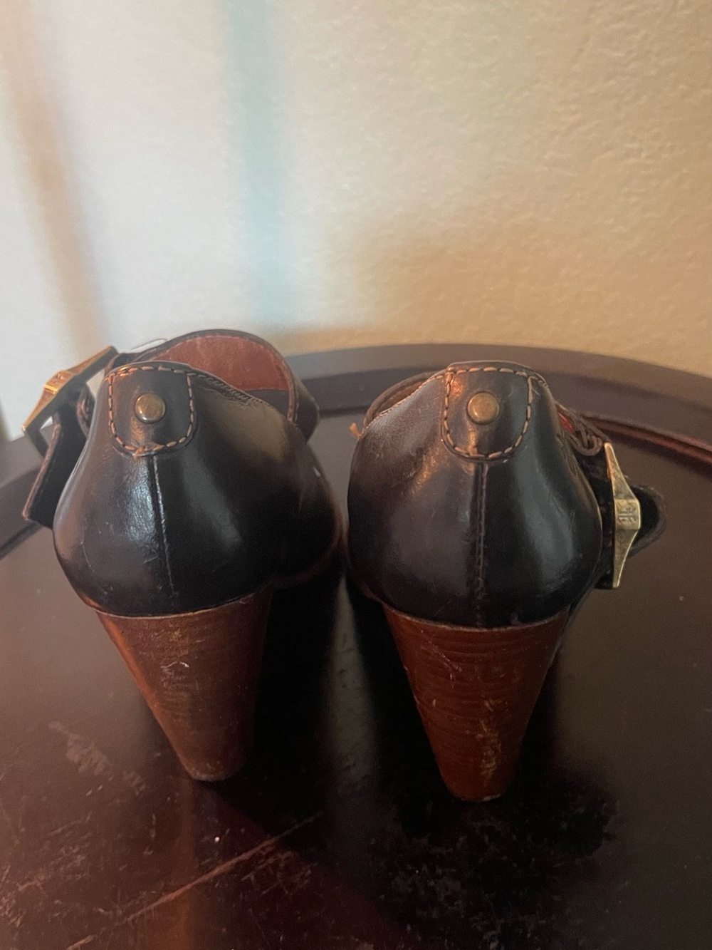 Frye Andrea heels. Leather Mary Jane Pump with Buckle Strap - Black - Picture 4 of 5